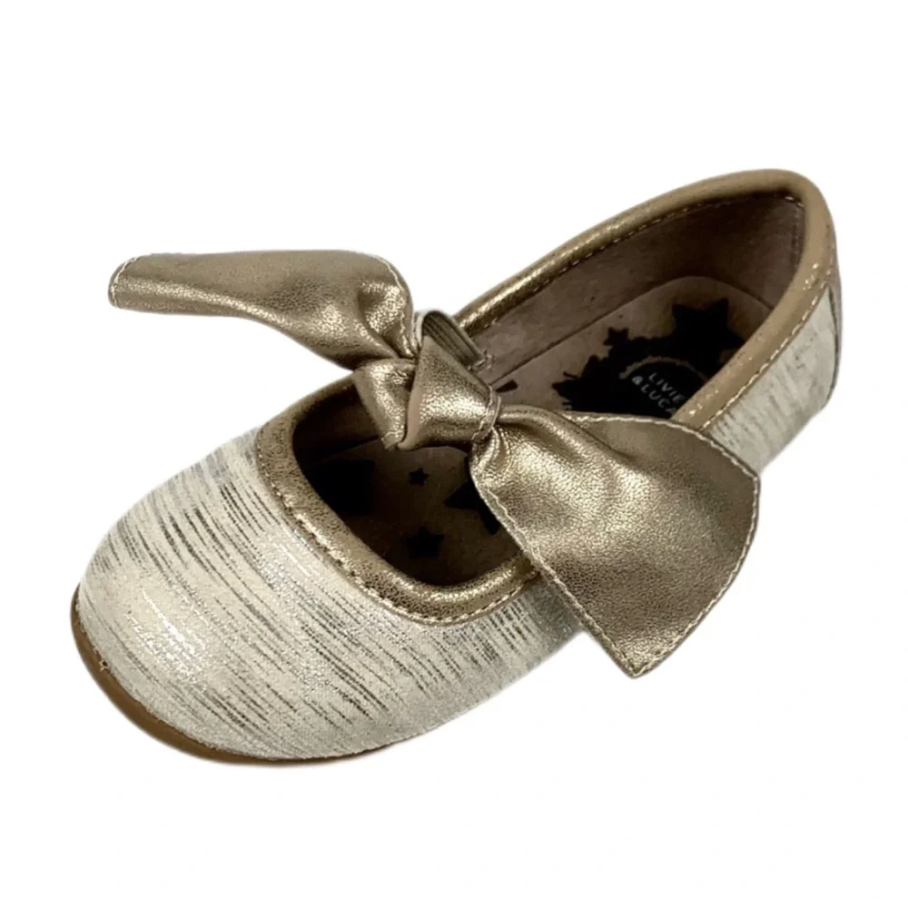 Livie & Luca Infant Gold Sateen Ballet Flats Size 6